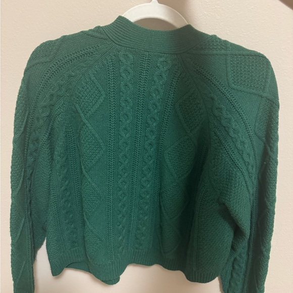 Madewell Cable-Knit Cropped Cardigan in Varsity Green - Picture 2 of 7